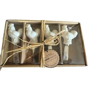 Set of 4 White Rooster Ceramic Handle Stainless Steel Butter Spreaders Farmhouse